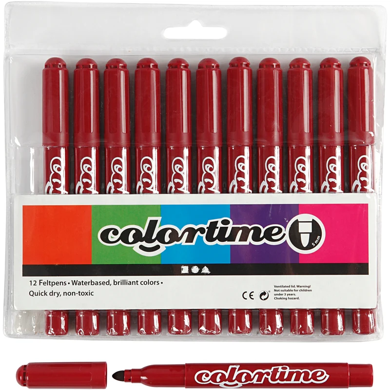 Colortime Marker, Strichstärke 5 mm, Weinrot, 12 Stk/ 1 Pck [HOB-37353]