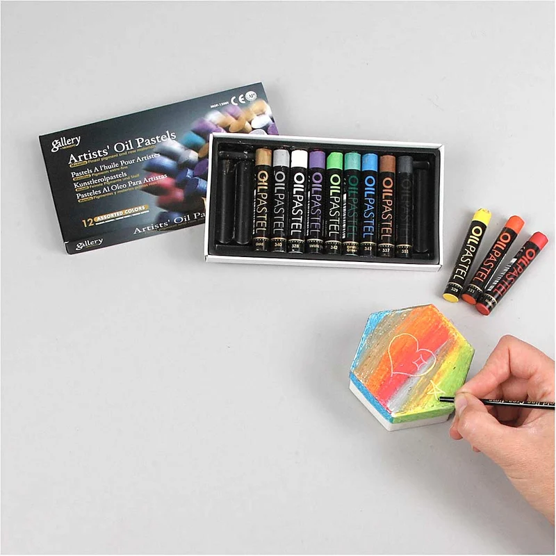 Gallery Ölkreiden, L 7 cm, Dicke 11 mm, Metallic-Farben, 12 Stk/ 1 Pck [HOB-38140]