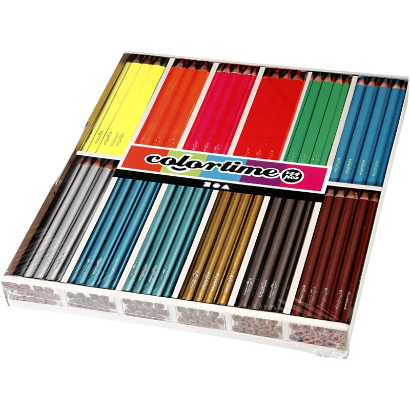Colortime Buntstifte, L 17,45 cm, Mine 3 mm, Metallic-Farben, Neonfarben, 144 Stk/ 1 Pck [HOB-38098]