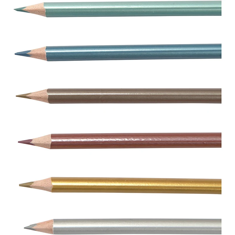 Colortime Buntstifte, L 17,45 cm, Mine 3 mm, Metallic-Farben, 6 Stk/ 1 Pck [HOB-38097]