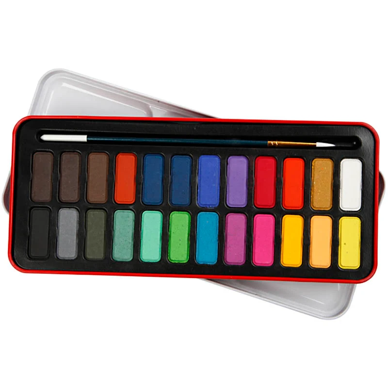 Wasserfarben-Set, Größe 12x30 mm, Sortierte Farben, 24 Farbe/ 1 Pck [HOB-34237]