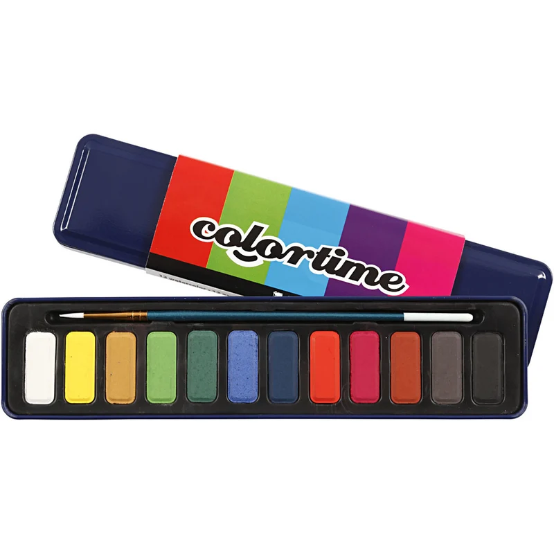 Wasserfarben-Set, Größe 12x30 mm, 12 Farbe/ 1 Pck [HOB-34236]