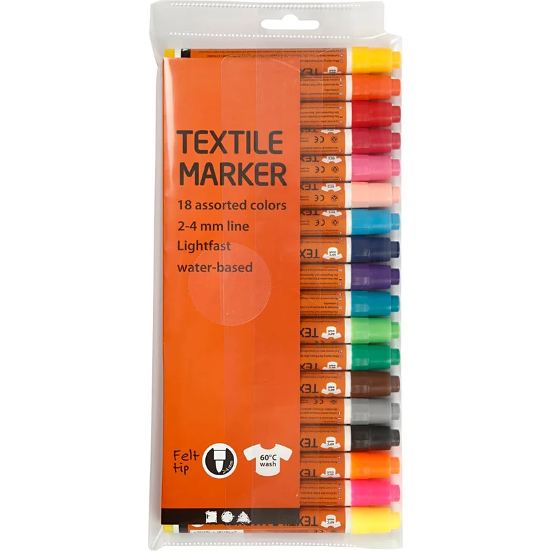 Stoffmalstifte, Strichstärke 2-4 mm, Sortierte Farben, 18 Stk/ 1 Pck [HOB-34837]