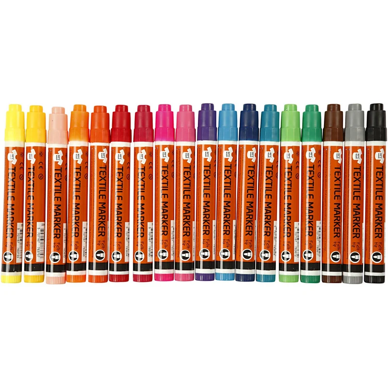 Stoffmalstifte, Strichstärke 2-4 mm, Sortierte Farben, 18 Stk/ 1 Pck [HOB-34837]
