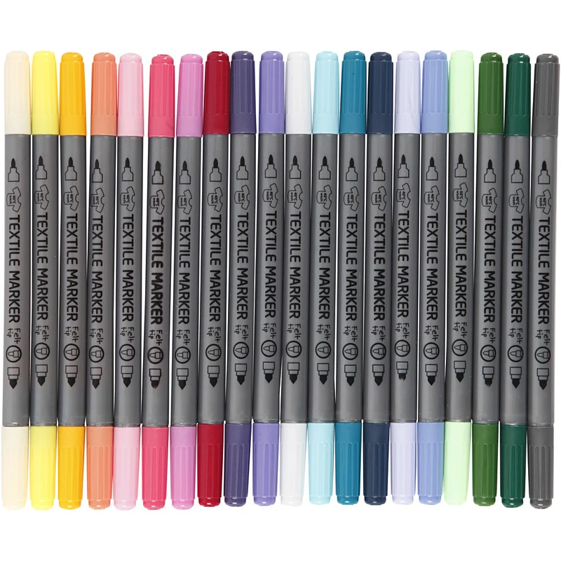 Textil-Marker, Strichstärke 2,3+3,6 mm, Zusätzliche Farben, 20 Stk/ 1 Pck [HOB-34833]