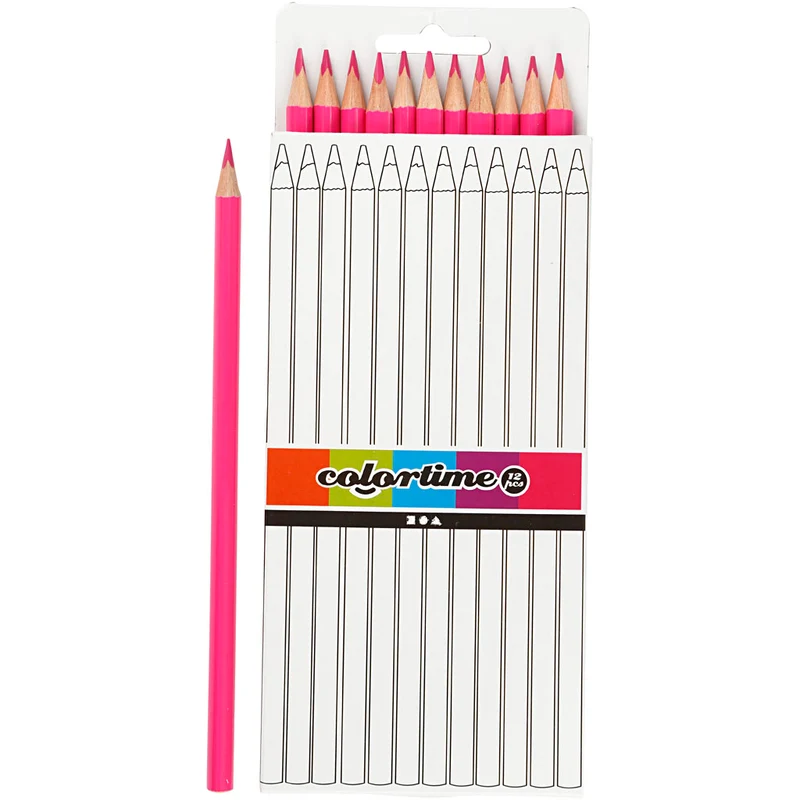 Colortime Buntstifte, L 17 cm, Mine 3 mm, Pink, 12 Stk/ 1 Pck [HOB-38573]