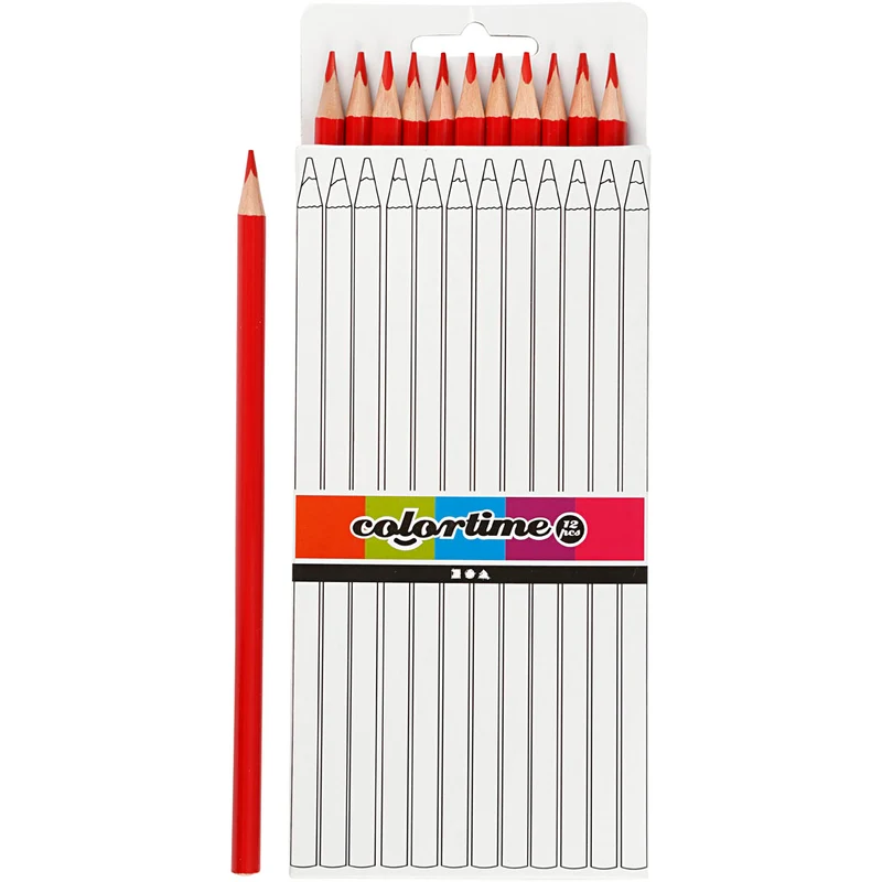 Colortime Buntstifte, L 17 cm, Mine 3 mm, Rot, 12 Stk/ 1 Pck [HOB-38572]