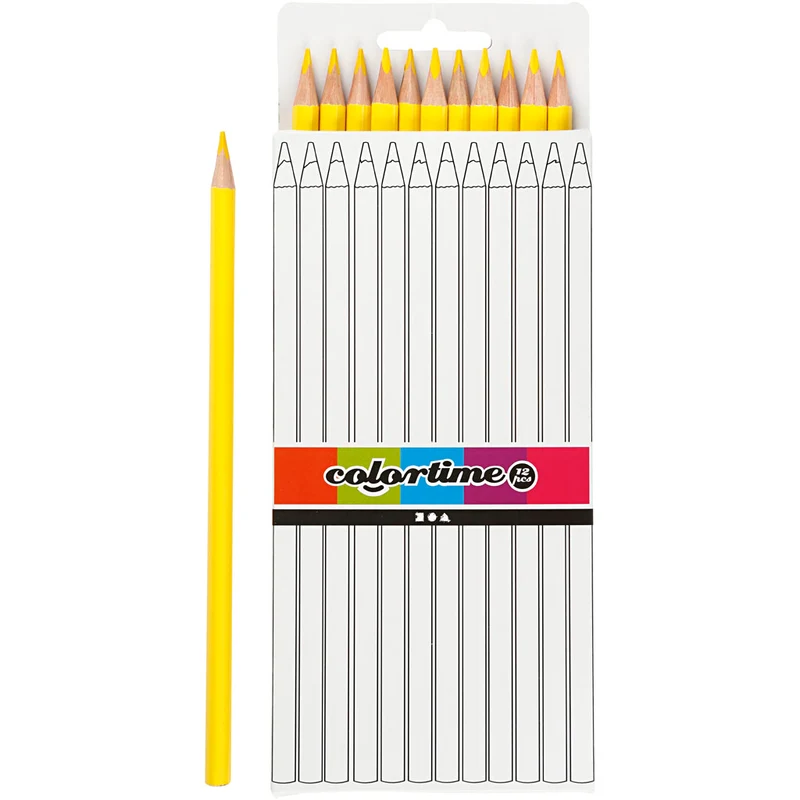 Colortime Buntstifte, L 17 cm, Mine 3 mm, Gelb, 12 Stk/ 1 Pck [HOB-38570]