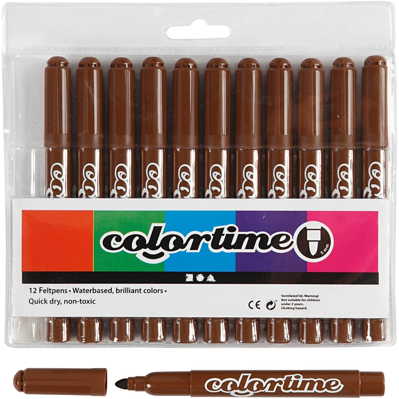 Colortime Marker, Strichstärke 5 mm, Braun, 12Stk/ 1 Pck [HOB-37342]