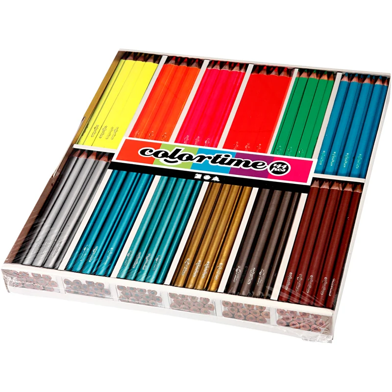Colortime Buntstifte, L 17,45 cm, Mine 4 mm, Metallic-Farben, Neonfarben, 144 Stk/ 1 Pck [HOB-38088]