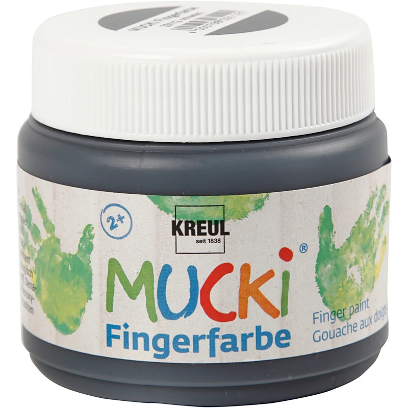 Mucki Fingerfarbe, Schwarz, 150 ml/ 1 Dose [HOB-34763]