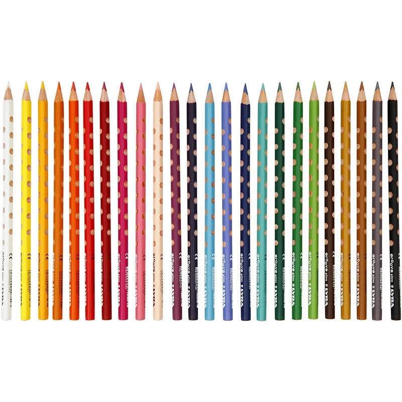 Groove Slim Buntstifte, L 18 cm, Mine 3,3 mm, Sortierte Farben, 24 Stk/ 1 Pck [HOB-38506]