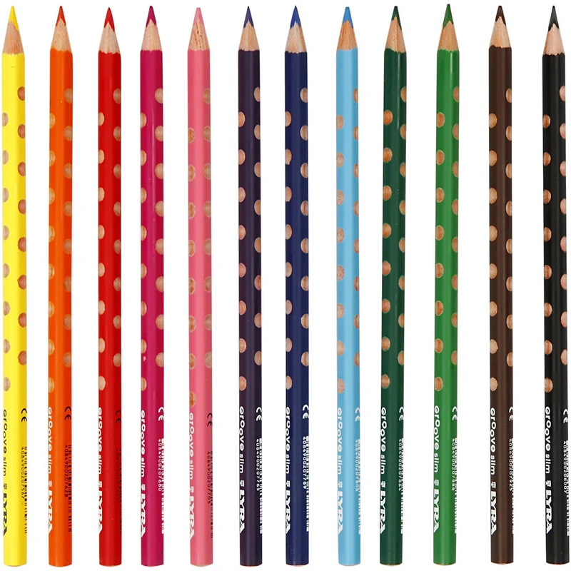 Groove Slim Buntstifte, L 18 cm, Mine 3,3 mm, Sortierte Farben, 12 Stk/ 1 Pck [HOB-38505]