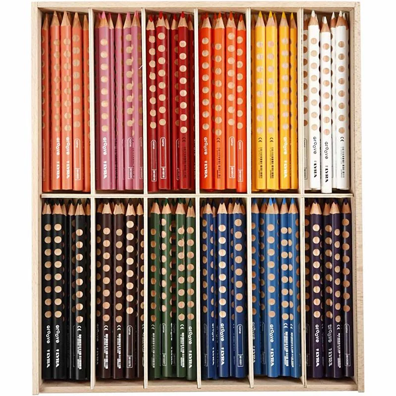 Groove Buntstifte, L 18 cm, Mine 4.25 mm, Sortierte Farben, 12x12 Stk/ 1 Pck [HOB-38504]