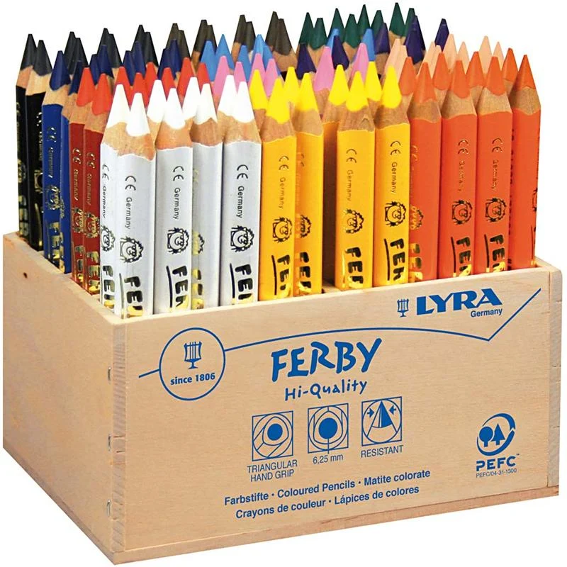 Super Ferby 1 Buntstifte, L 12 cm, Mine 6,25 mm, Sortierte Farben, 96 Stk/ 1 Pck [HOB-38390]