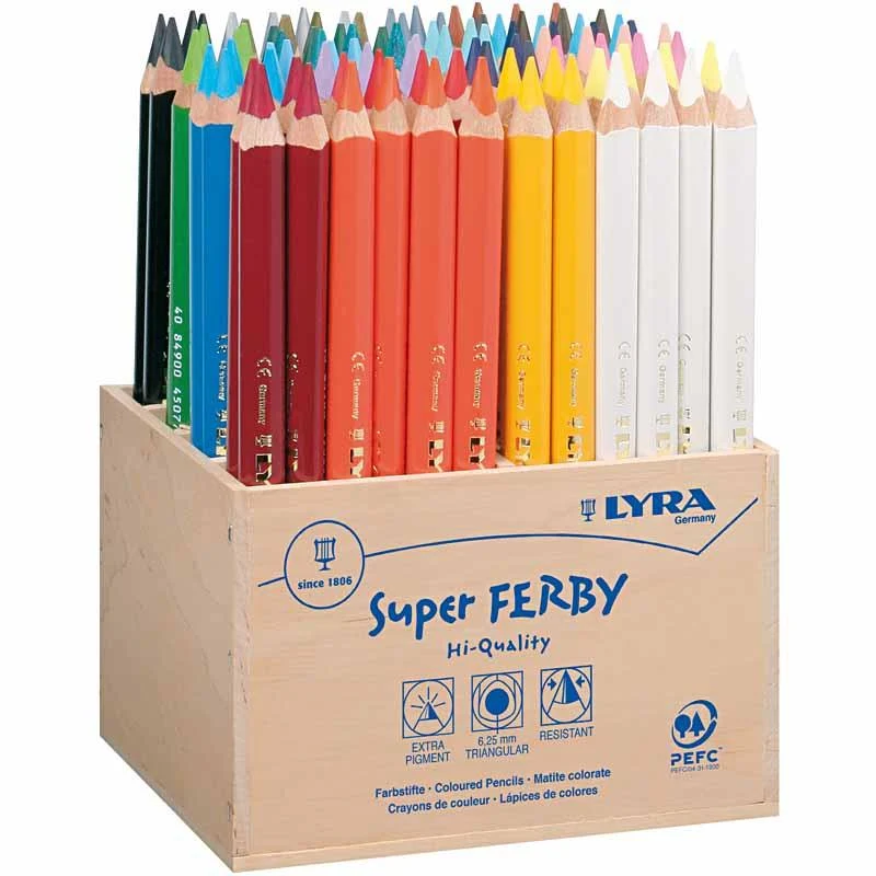 Super Ferby 1 Buntstifte, L 18 cm, Mine 6,25 mm, Sortierte Farben, 96 Stk/ 1 Pck [HOB-38388]