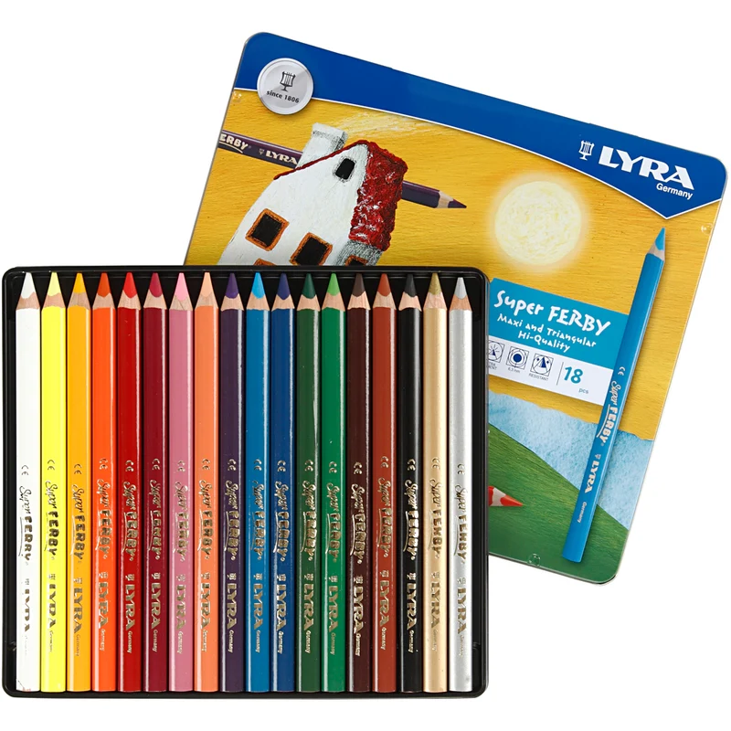 Super Ferby 1 Buntstifte, L 18 cm, Mine 6,25 mm, Sortierte Farben, 18 Stk/ 1 Pck [HOB-38386]