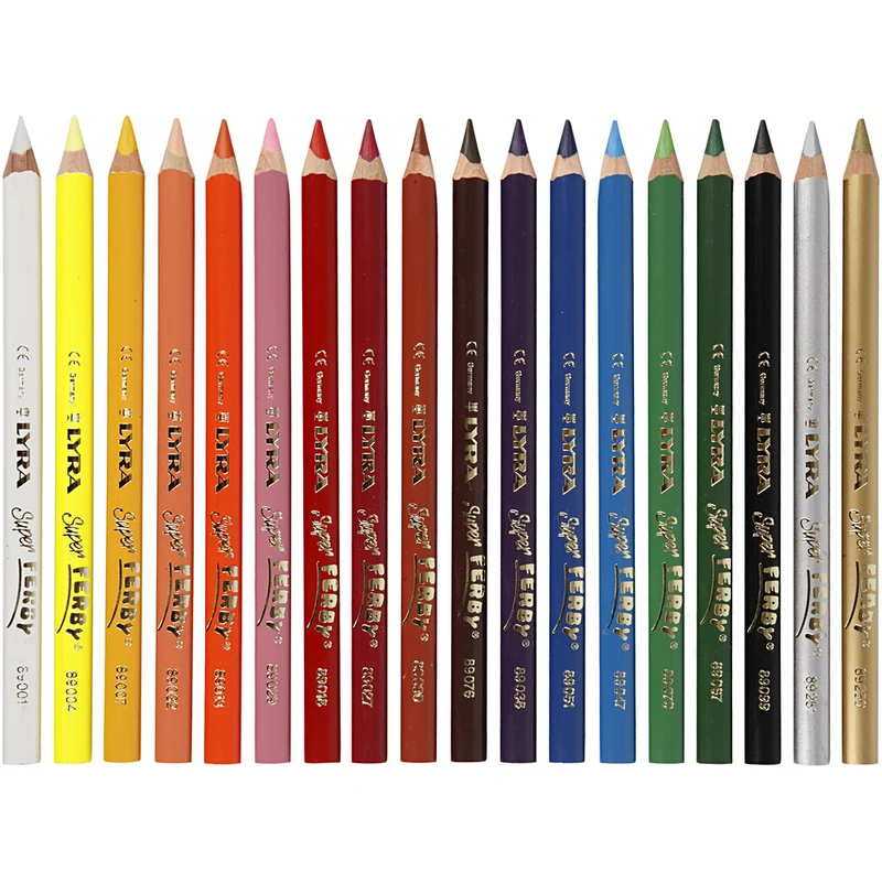 Super Ferby 1 Buntstifte, L 18 cm, Mine 6,25 mm, Sortierte Farben, 18 Stk/ 1 Pck [HOB-38386]