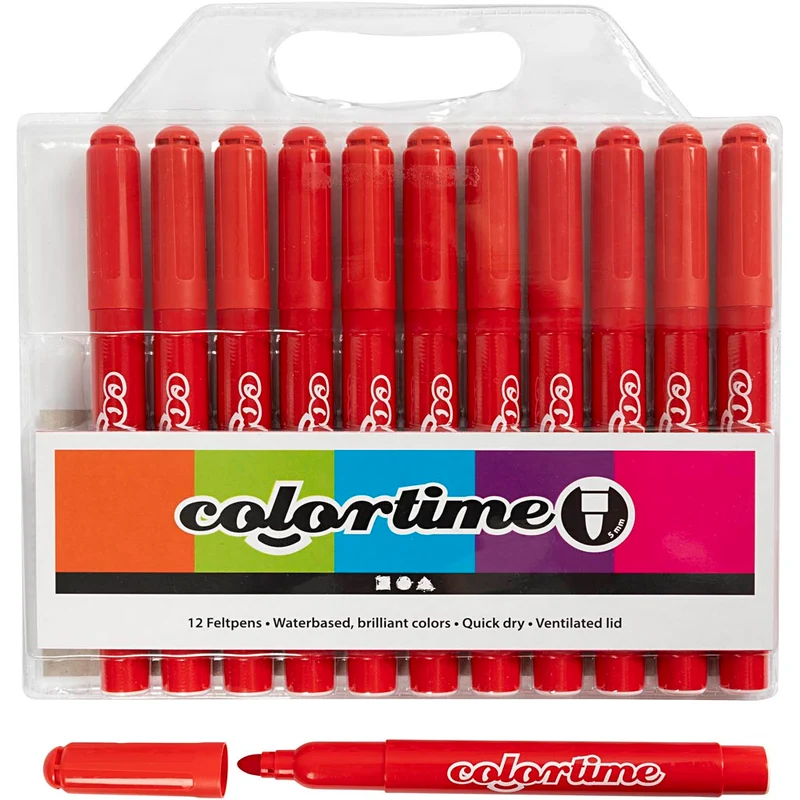 Colortime Marker, Strichstärke 5 mm, Rot, 12 Stk/ 1 Pck [HOB-37340]