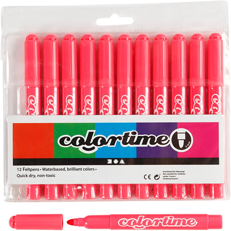 Colortime Marker, Strichstärke 5 mm, Pink, 12 Stk/ 1 Pck [HOB-37339]