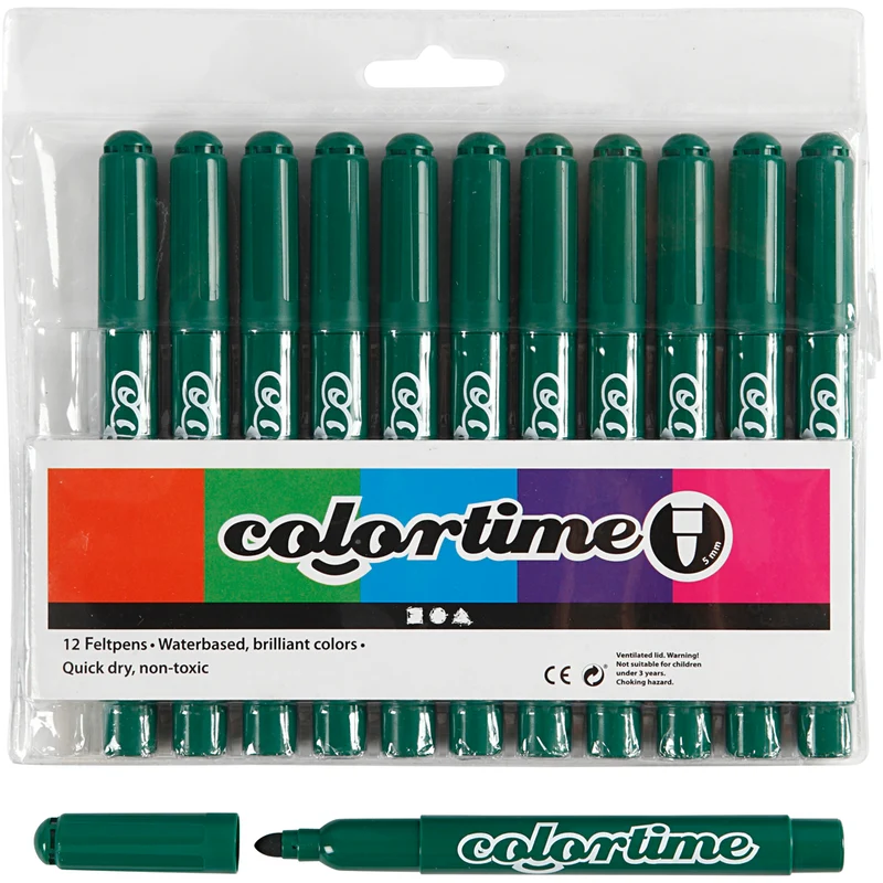 Colortime Marker, Strichstärke 5 mm, Dunkelgrün, 12 Stk/ 1 Pck [HOB-37335]