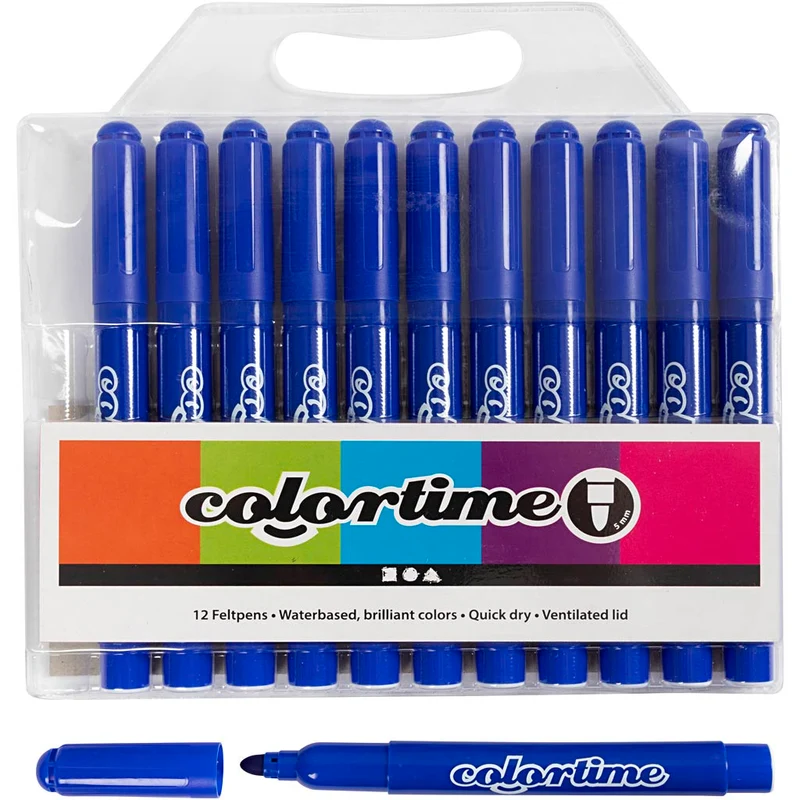 Colortime Marker, Strichstärke 5 mm, Blau, 12Stk/ 1 Pck [HOB-37333]