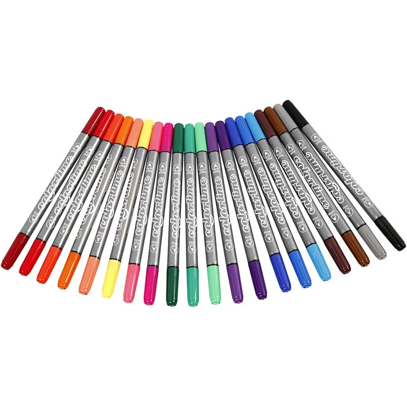 Colortime Dual-Filzstifte, Strichstärke 2,3+3,6 mm, Standard-Farben, 20 Stk/ 1 Pck [HOB-37983]
