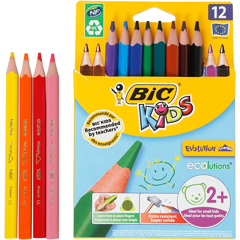 BIC Evolution Buntstifte, L 14 cm, Mine 5 mm, Sortierte Farben, 12 Stk/ 1 Pck [HOB-37597]