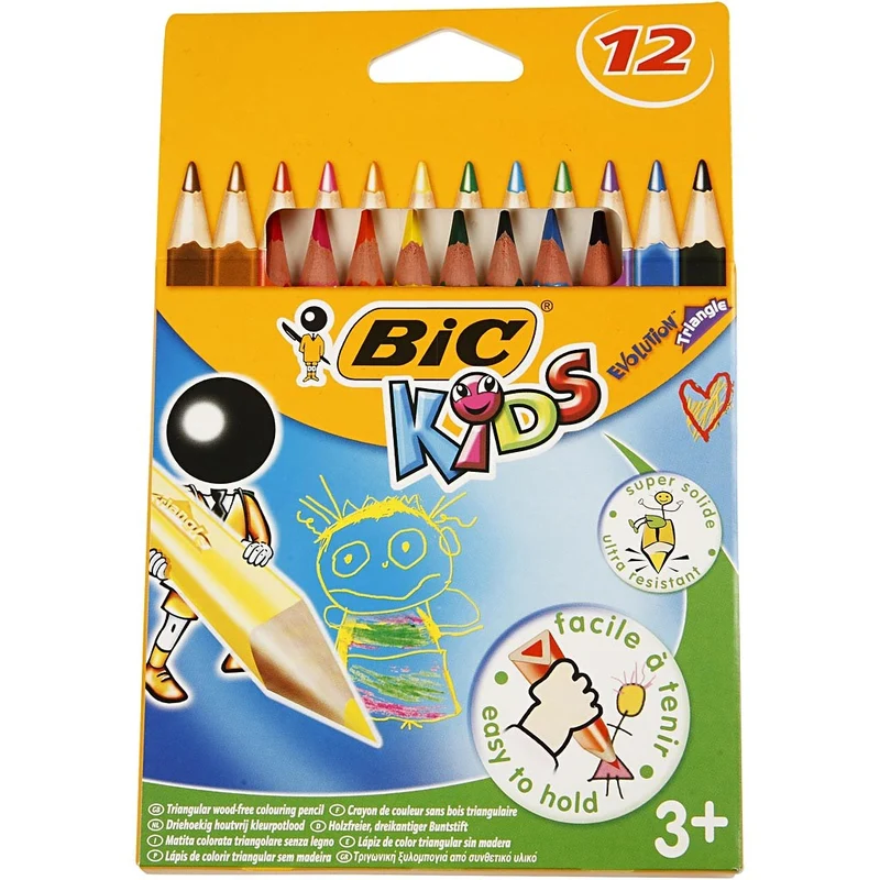 BIC Evolution Buntstifte, L 14 cm, Mine 5 mm, Sortierte Farben, 12 Stk/ 1 Pck [HOB-37597]