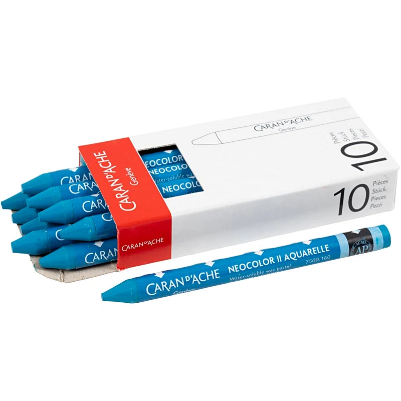 CARAN D’ACHE Neocolor II, L 10 cm, Dicke 8,5 mm, Koblatblau (160), 10 Stk/ 1 Pck [HOB-34061]