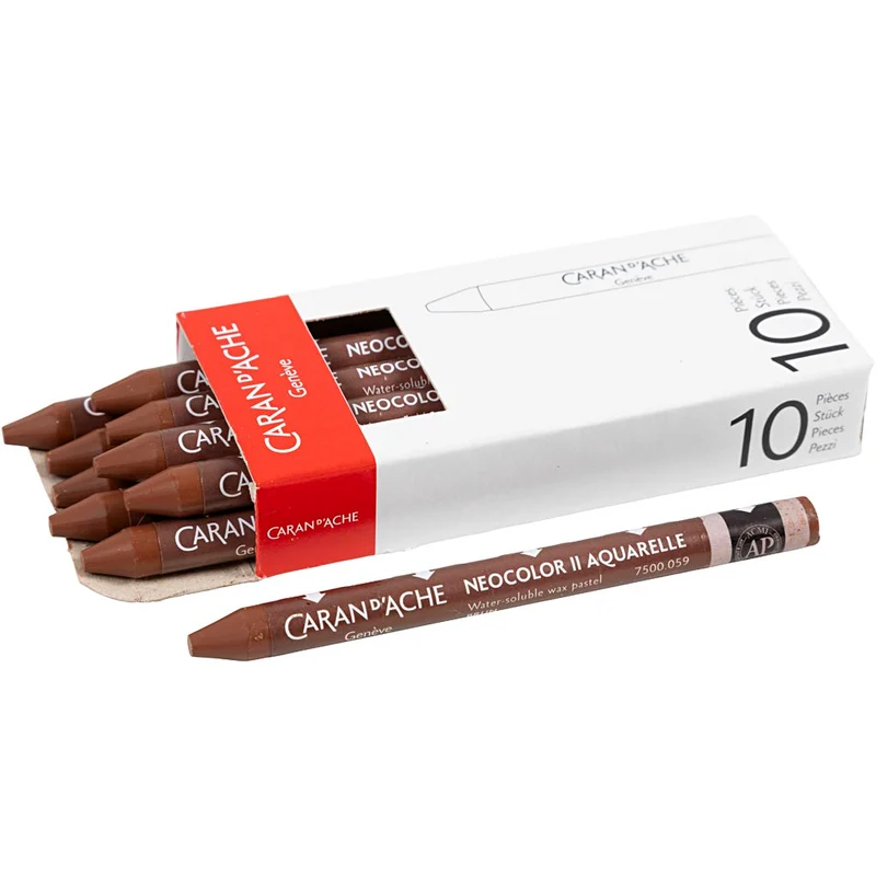 CARAN D’ACHE Neocolor II, L 10 cm, Dicke 8,5 mm, Braun (059), 10 Stk/ 1 Pck [HOB-34055]