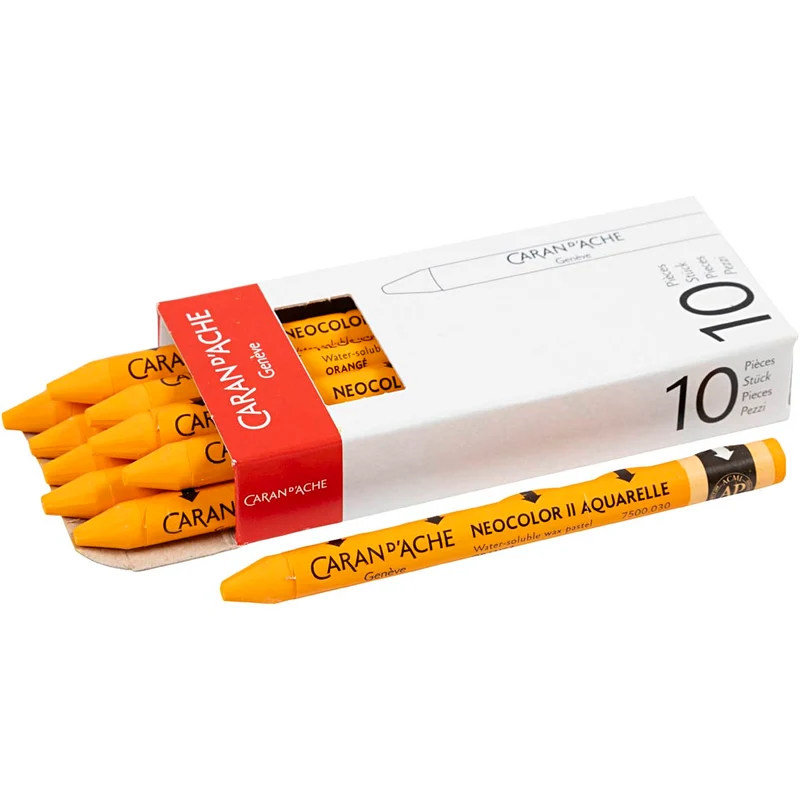 CARAN D’ACHE Neocolor II, L 10 cm, Dicke 8,5 mm, Orange (030), 10 Stk/ 1 Pck [HOB-34053]