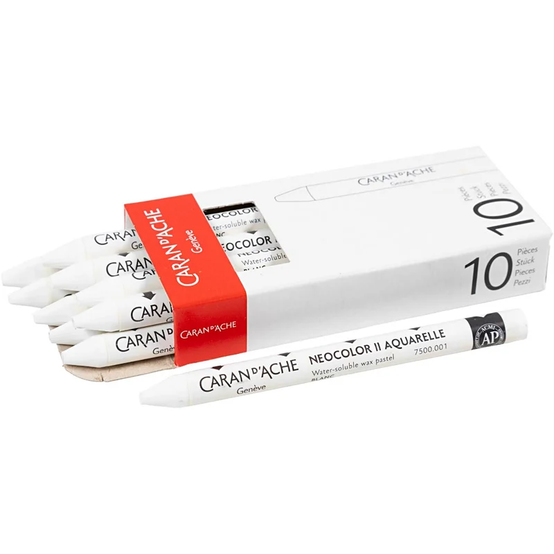 CARAN D’ACHE Neocolor II, L 10 cm, Dicke 8,5 mm, Weiß (001), 10 Stk/ 1 Pck [HOB-34050]