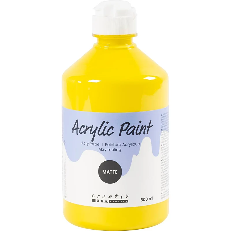 Acrylfarbe Matt, Primärgelb, 500 ml/ 1 Fl. [HOB-32106]
