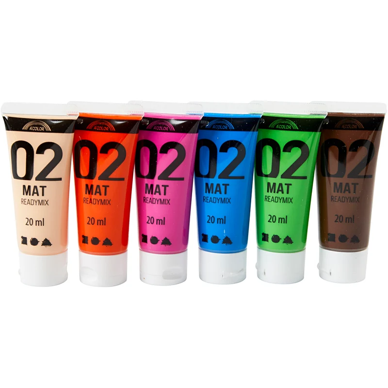 Acrylfarbe Matt, Zusätzliche Farben, 6x20 ml/ 1 Pck [HOB-32105]