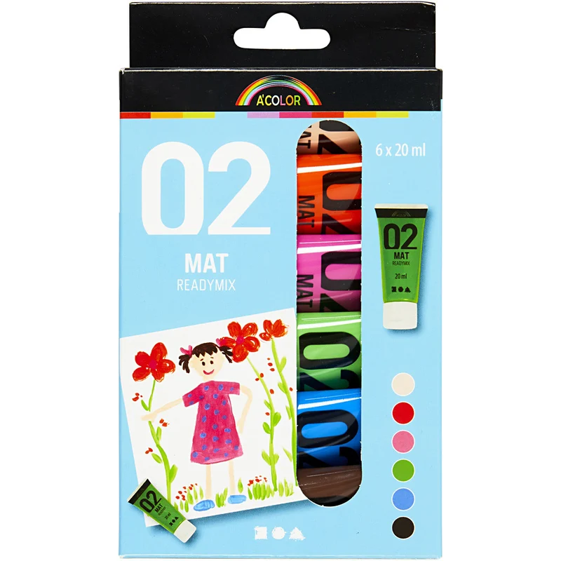 Acrylfarbe Matt, Zusätzliche Farben, 6x20 ml/ 1 Pck [HOB-32105]