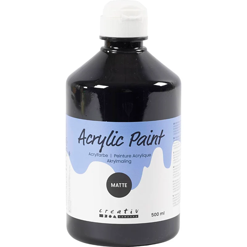 Acrylfarbe Matt, Schwarz, 500 ml/ 1 Fl. [HOB-32104]