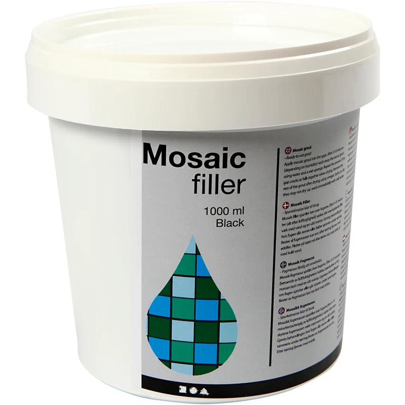Mosaik-Fugenmasse, Schwarz, 1000 ml/ 1 Eimer [HOB-28456]