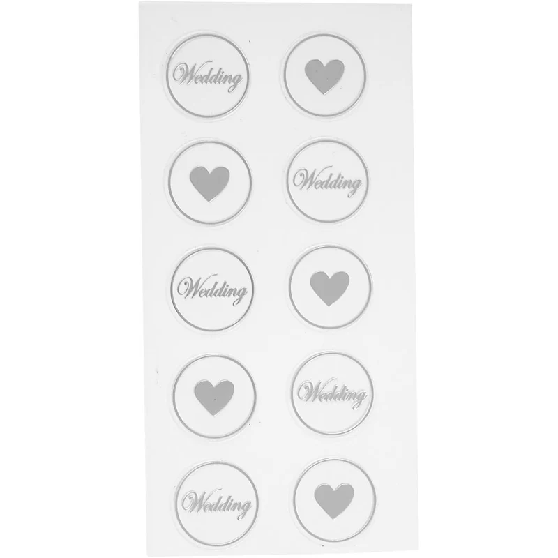 Sticker, Herz-Hochzeit, D 25 mm, Blatt 7,8x15,5 cm, Schwarz, 2 Bl. sort./ 1 Pck [HOB-28439]