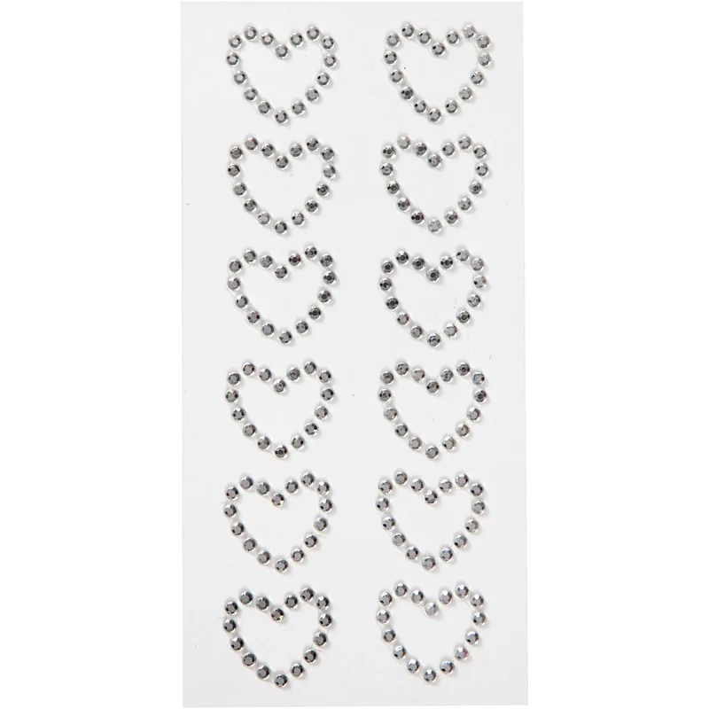 Strass-Herzen, Größe 23x21 mm, Silber, 12 Stk/ 1 Pck [HOB-28435]