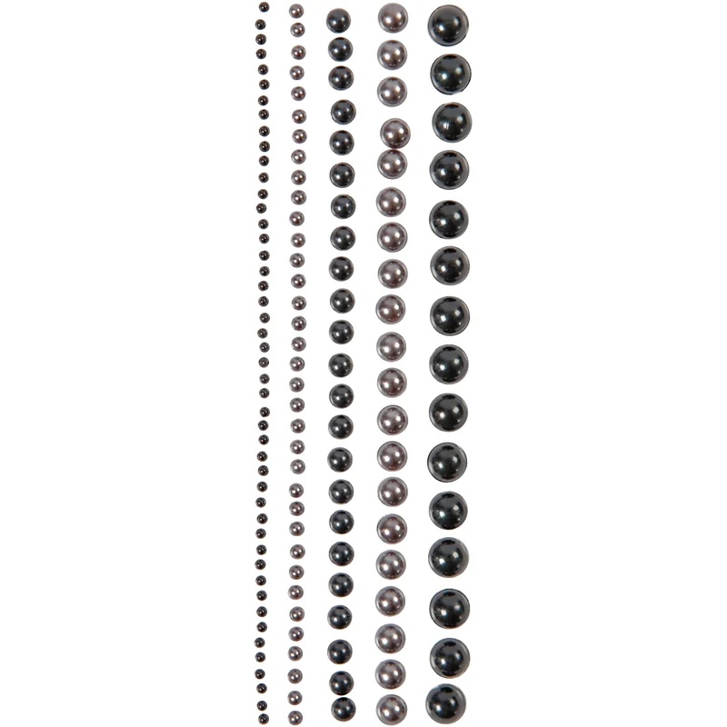 Halbperlen, Größe 2-8 mm, Schwarz, Anthrazitgrau, 140 Stk/ 1 Pck [HOB-28348]