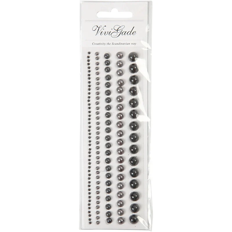 Halbperlen, Größe 2-8 mm, Schwarz, Anthrazitgrau, 140 Stk/ 1 Pck [HOB-28348]