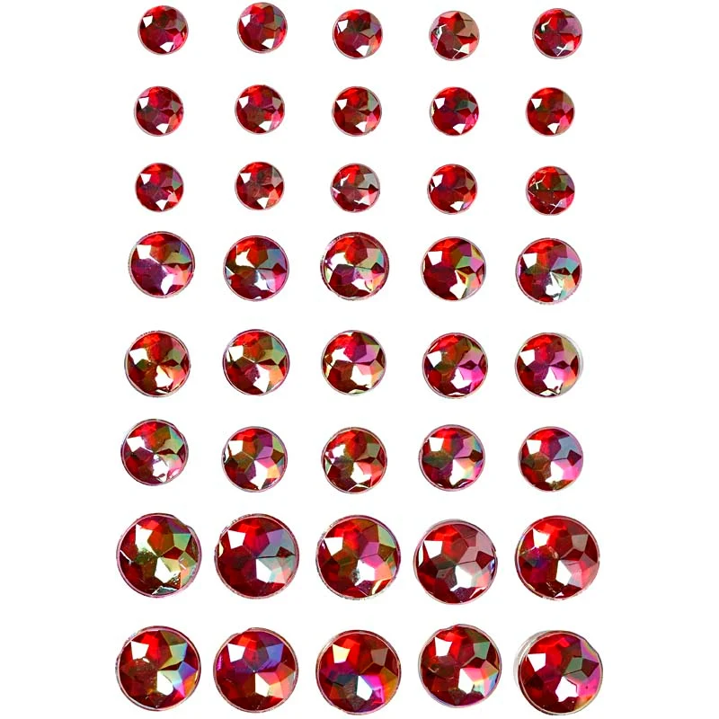 Strasssteine, Größe 6+8+10 mm, Rot, 40 Stk/ 1 Pck [HOB-28327]