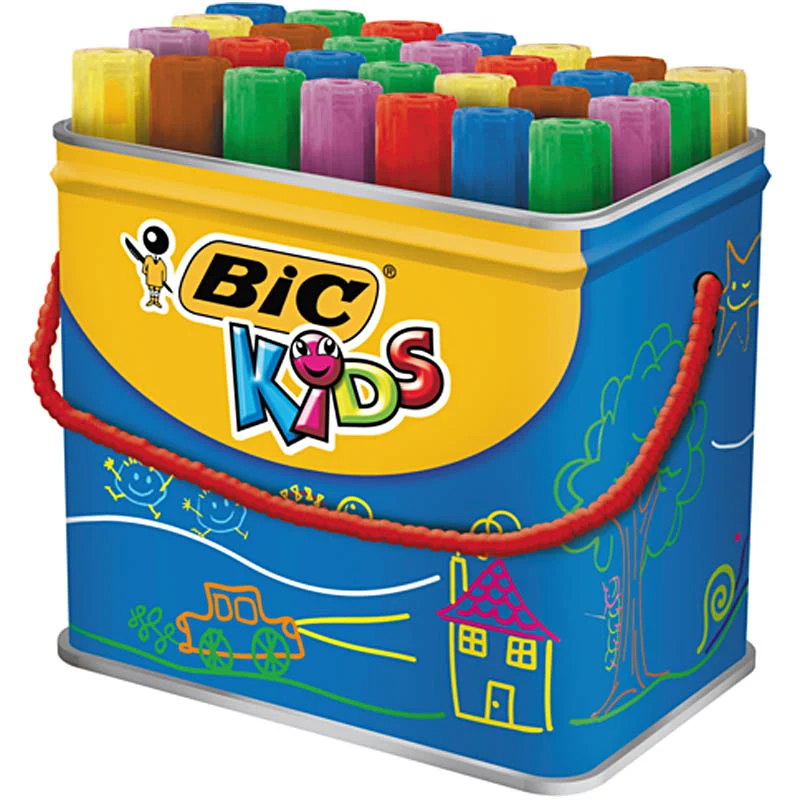 BIC Decoralo Jumbo-Filzstifte, Strichstärke 4 mm, Sortierte Farben, 30 Stk/ 1 Dose [HOB-37595]