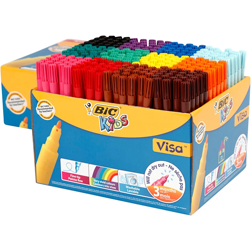 BIC Visa Fine Filzstifte - Sortiment, Strichstärke 1,6 mm, Sortierte Farben, 12x24 Stk/ 1 Pck [HOB-37585]