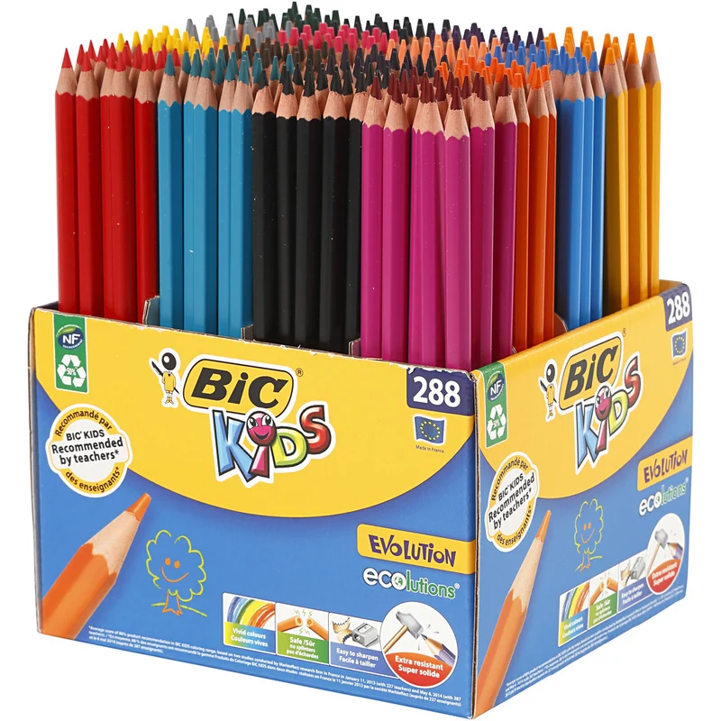 BIC Evolution Buntstifte, L 17,5 cm, Mine 3 mm, Sortierte Farben, 288 Stk/ 1 Pck [HOB-37584]