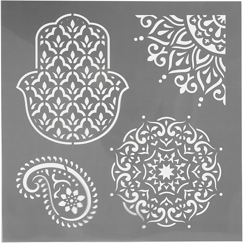 Schablone, Ethno-Muster, Größe 30,5x30,5 cm, Dicke 0,31 mm, 1 Bl. [HOB-27100]
