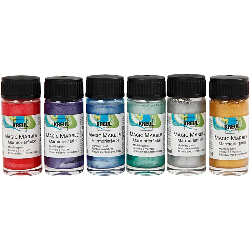 Magic Marble Marmorierfarbe, Metallic-Farben, 6x20 ml/ 1 Pck [HOB-30197]