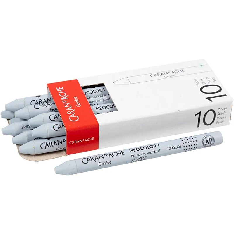 CARAN D’ACHE Neocolor I - Ölkreide, L 10 cm, Dicke 8,5 mm, Hellgrau (003), 10 Stk/ 1 Pck [HOB-34038]
