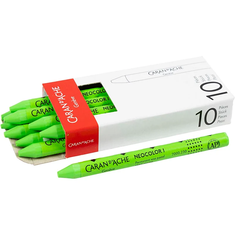 CARAN D’ACHE Neocolor I - Ölkreide, L 10 cm, Dicke 8,5 mm, Hellgrün (230), 10 Stk/ 1 Pck [HOB-34034]
